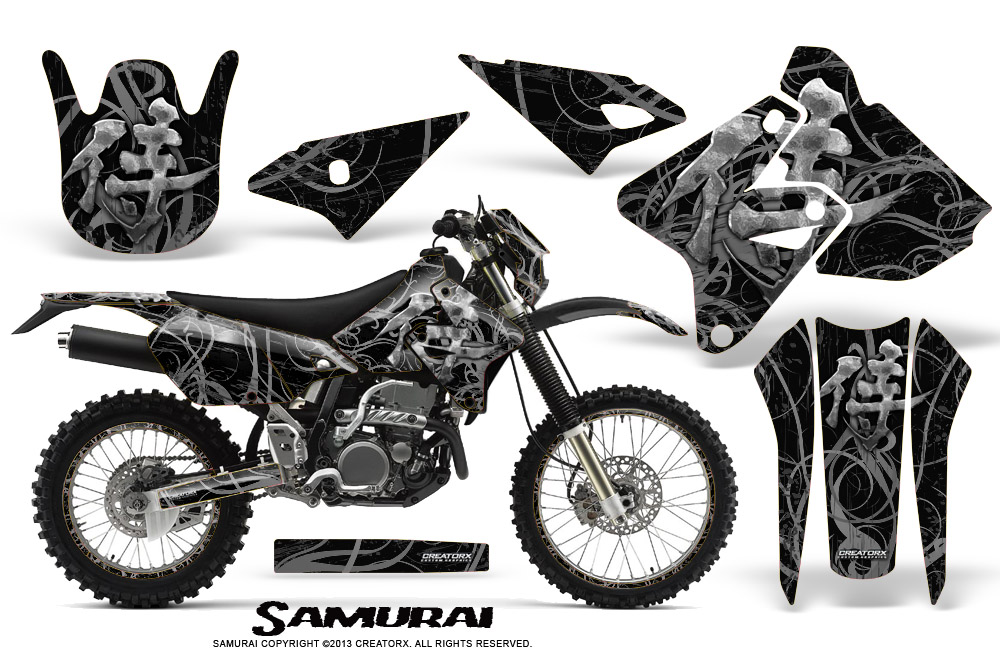 Suzuki DRZ400 Enduro Graphics Kit Samurai Silver Black NP Rims